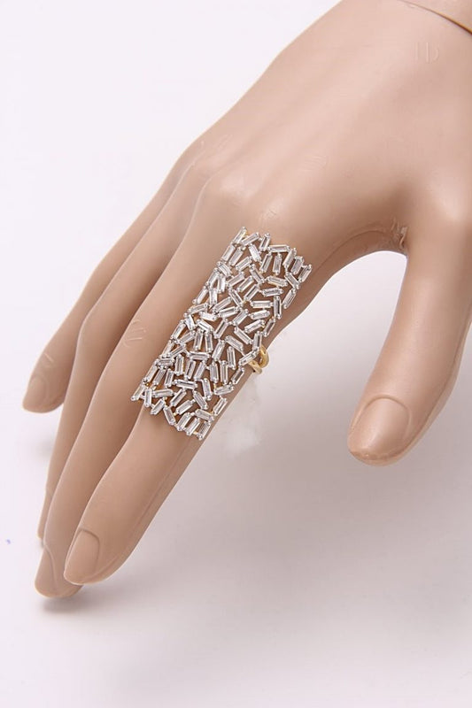 Adjustable Signity Diamonds Gold Plated Cocktail Ring