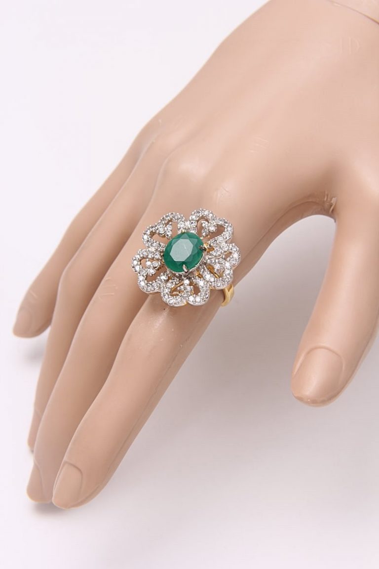 Signity Diamonds Green Cocktail Ring