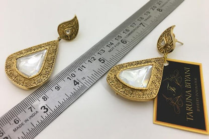 Modern Uncut Kundan Gold Plated Earrings