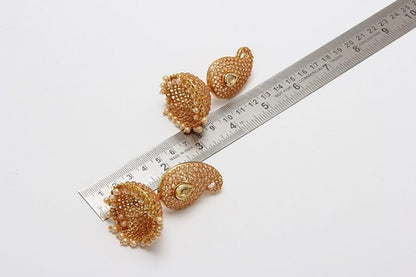 Crystal Studded Gold Jhumka Earrings - Rent Jewels