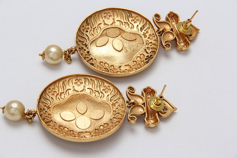 Vintage Matt Gold Chandelier Earrings