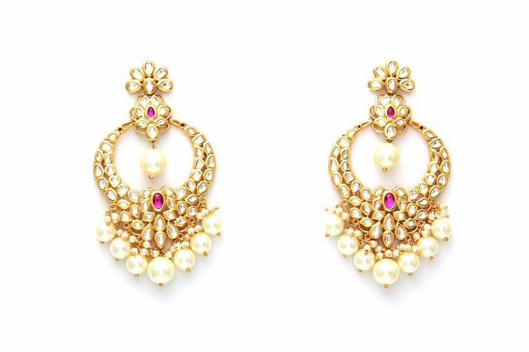 Intricate Fine Polki Kundan Dangle Earrings - Rent Jewels