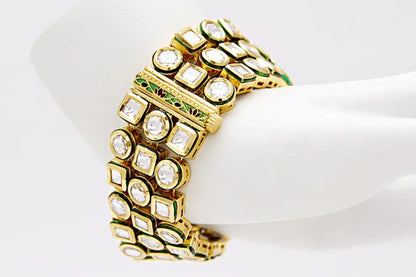 Flexible Wrap-Around Polki Kundan Bracelet - Rentjewels