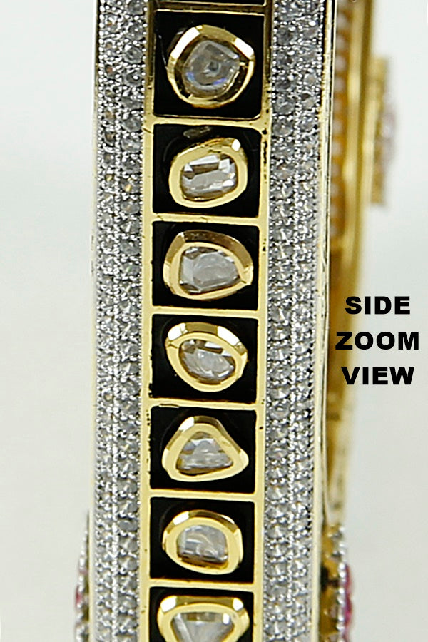 Niche Polki Kundan Diamond Bracelet Kada Bangle - Rentjewels