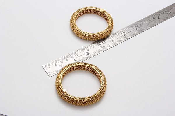 Ethnic Gold Plated Kada Bangles Pair - Rentjewels