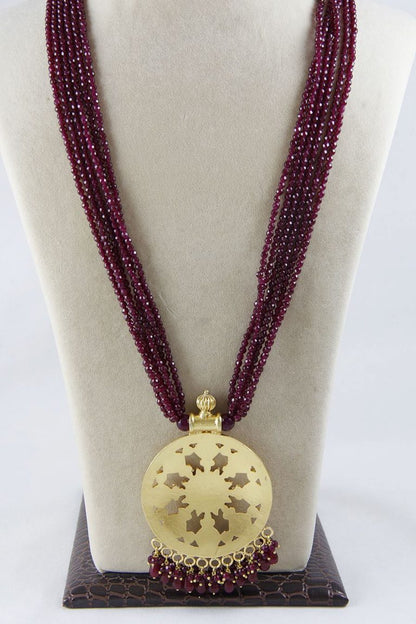 Sterling Silver 22K Gold Plated Kundan Ruby Necklace