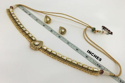 Antique Oxidised Gold Kundan Necklace Set