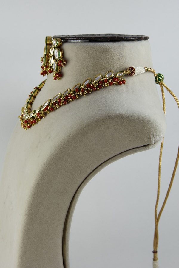 Polki Kundan String Leaf Necklace Set