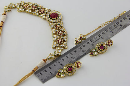 Fine Polki Kundan Ruby Red Necklace Set