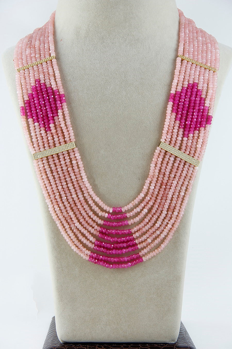 Beaded Pink 9-Layered Necklace - Rent Jewels