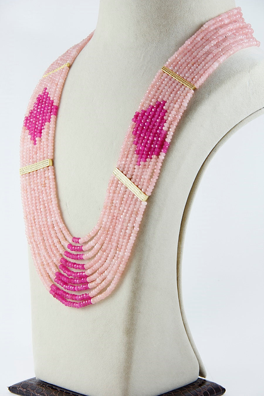 Beaded Pink 9-Layered Necklace - Rent Jewels
