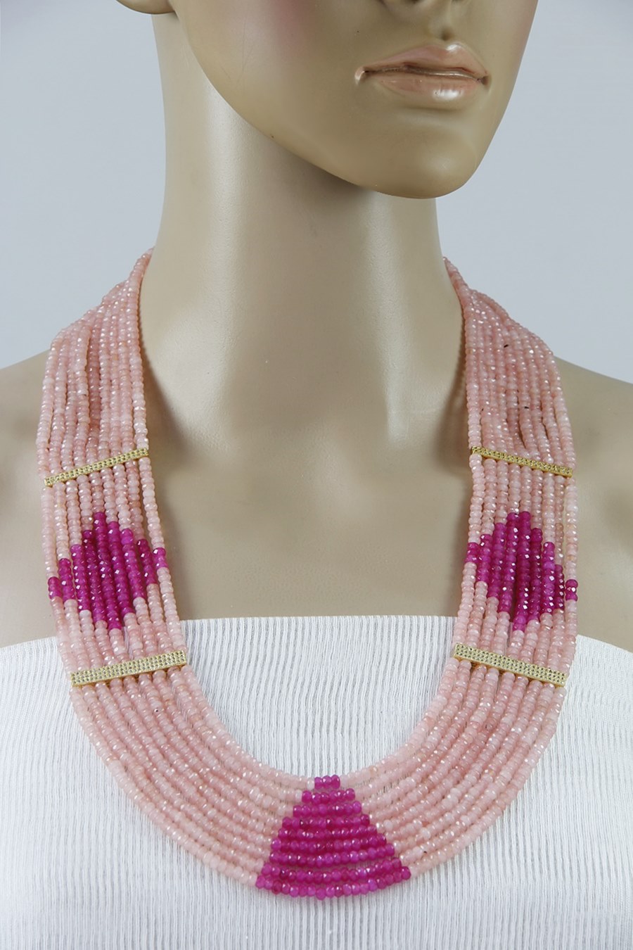 Beaded Pink 9-Layered Necklace