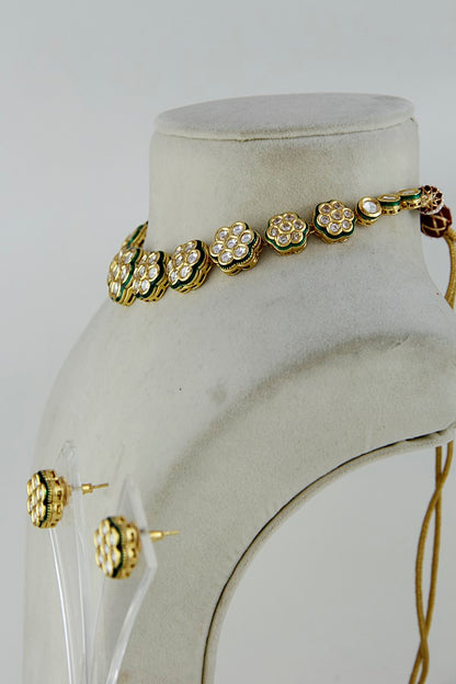Delicate Polki Kundan String Necklace Set