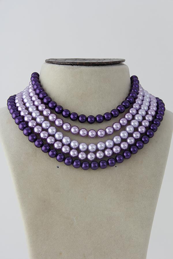 Modern Western Layered Purple Pearls Necklace