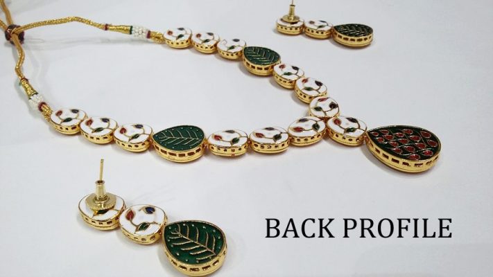 Uncut Polki Kundan Red Meena String Necklace Set - Rent Jewels