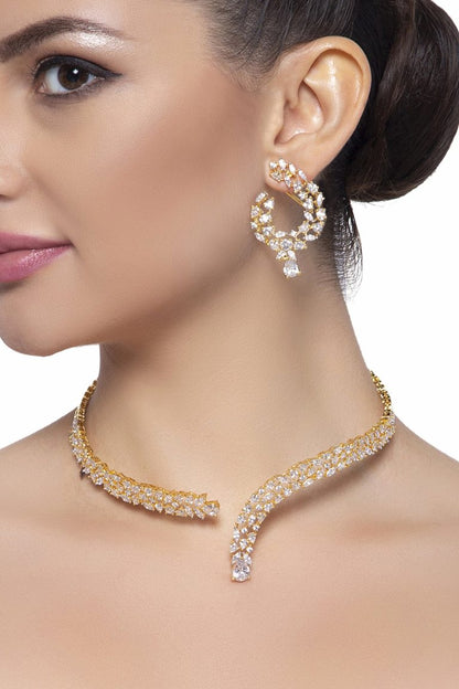 Diamond Choker Necklace Set Hasli Style
