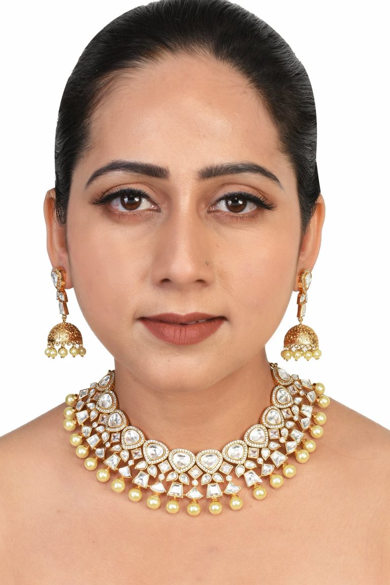 Kundan Choker Pearls Necklace Set - Rentjewels