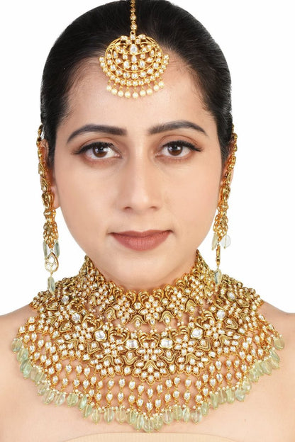 Kundan Choker Heavy Bridal Necklace Set with Accessories