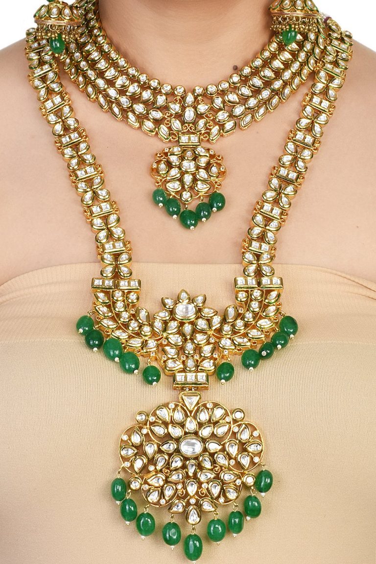 Elegant Kundan Bridal with Long Necklace Set and all accessories - Rentjewels