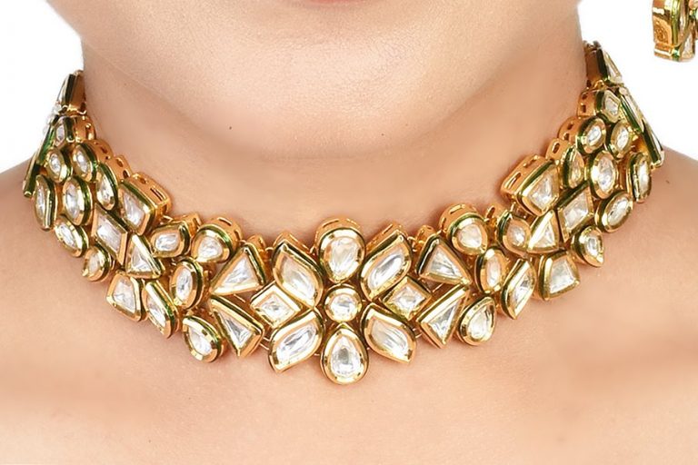 Classic Kundan Choker Necklace Set - Rentjewels