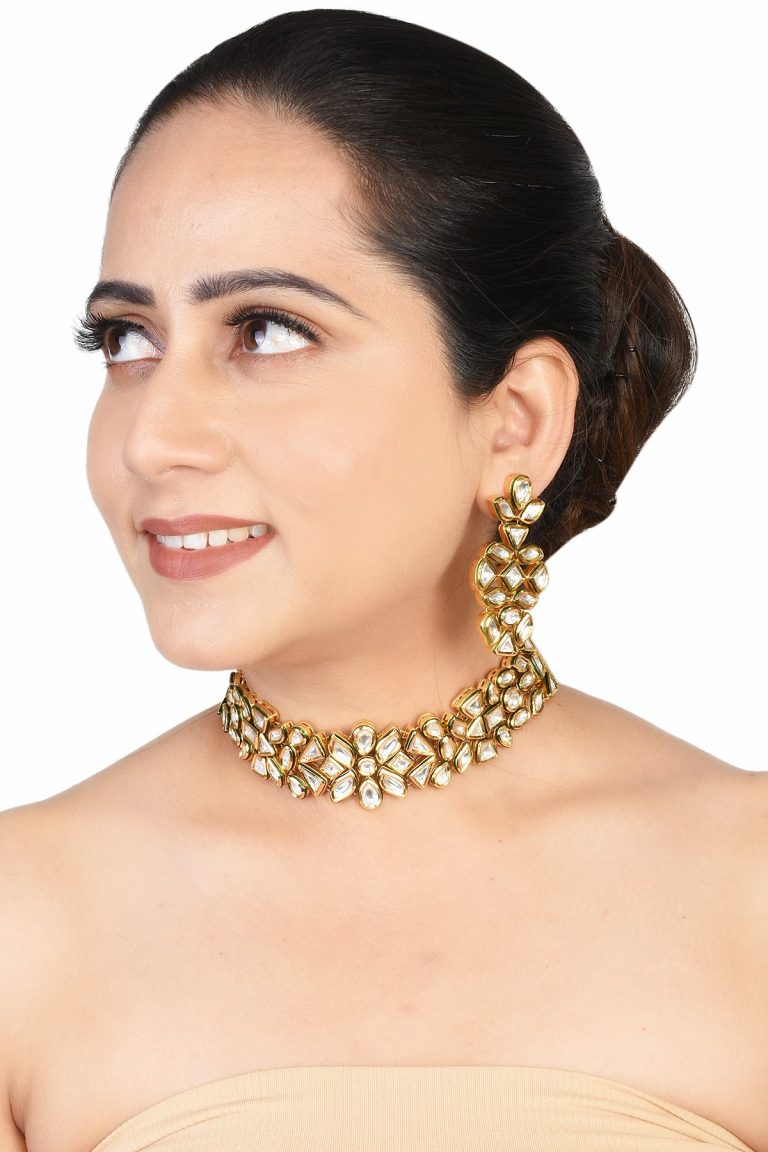 Classic Kundan Choker Necklace Set - Rentjewels