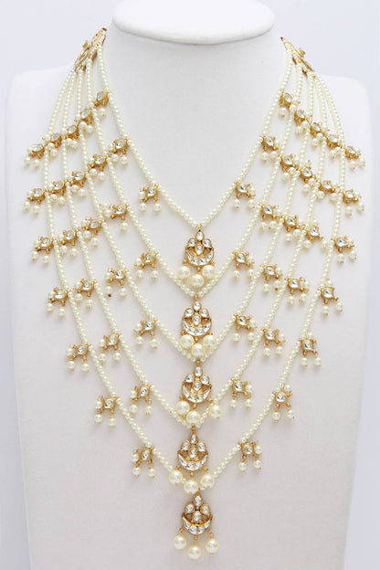 Layered Pearls Kundan Rani Haar Long Necklace